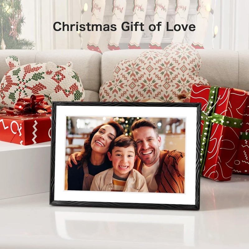 Pastigio إطار صور رقمي، إطار Frameo الرقمي 10.1 بوصة واي فاي، ذاكرة 32 جيجابايت، شاشة تعمل باللمس عالية الدقة 1280*800، قابل للتعليق على الحائط، دوران تلقائي، مشاركة فورية، هدايا زفاف، هدايا عيد ميلاد للنساء، الأمهات - Image 2